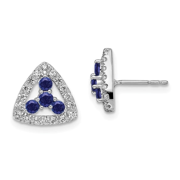 Auriga Fine Jewelry 14K White Gold Lab Grown Diamond SI/G H, Created Ruby Triangle Stud Earrings for Women (L- 0.4 inch, W- 0.41 inch)
