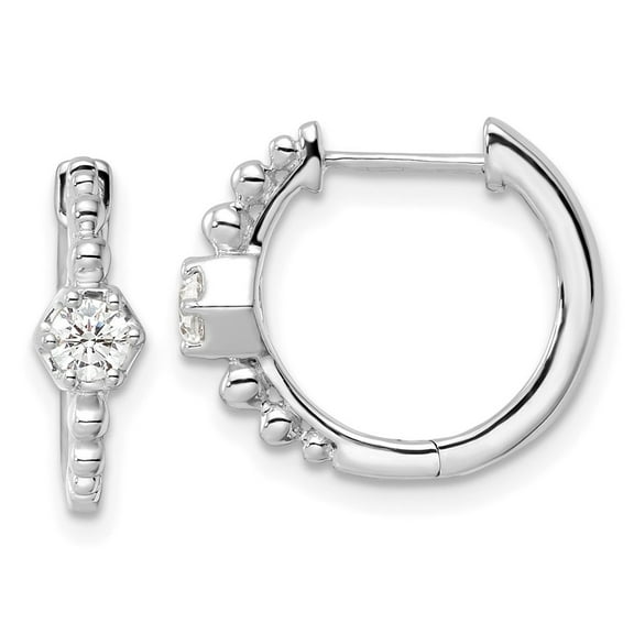 Auriga Fine Jewelry 14k White Gold Lab Grown Diamond VS/SI DEF Hinged Hoop Earrings for Women