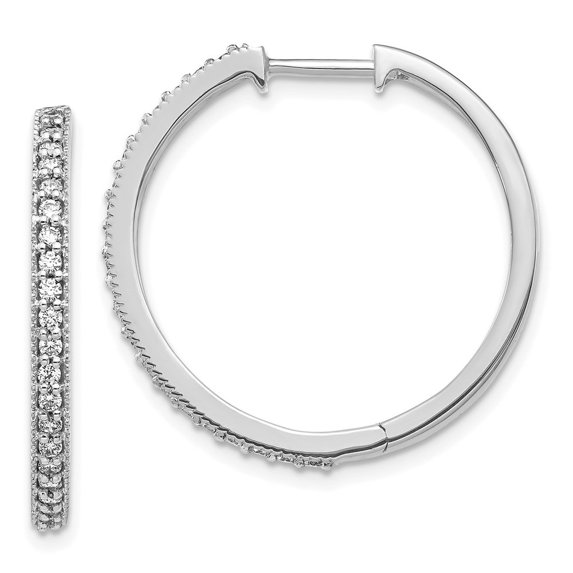 Auriga Fine Jewelry 14K White Gold Lab Grown Diamond VS/SI GH, Milgrain Hinged Hoop Earrings for Women