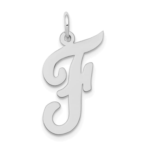 Auriga Fine Jewelry 14K White Gold Large Script Letter F Initial Pendant for Women