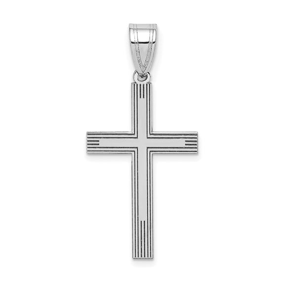 Auriga Fine Jewelry 14K White Gold Laser Etched Cross Charm for Women (L - 25mm, W - 12mm)