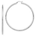 thumbnail image 1 of Auriga Fine Jewelry 14K White Gold Lightweight Diamond-cut Hoop Earrings for Women (L -72.1mm, W -69.15mm), 1 of 3