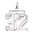 thumbnail image 1 of Auriga Fine Jewelry 14K White Gold Medium Satin Number 32 Charm for Women, 1 of 3