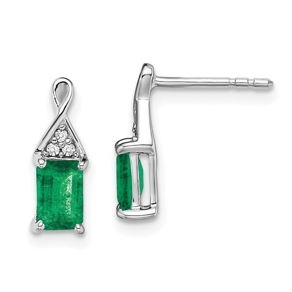 Auriga Fine Jewelry 14K White Gold Octagon-Shape Emerald and Diamond Dangle Earrings for Women