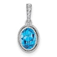 thumbnail image 1 of Auriga 14k White Gold Oval Blue Topaz and Diamond Pendant for Women (L-15.15mm, W-7.25mm), 1 of 6