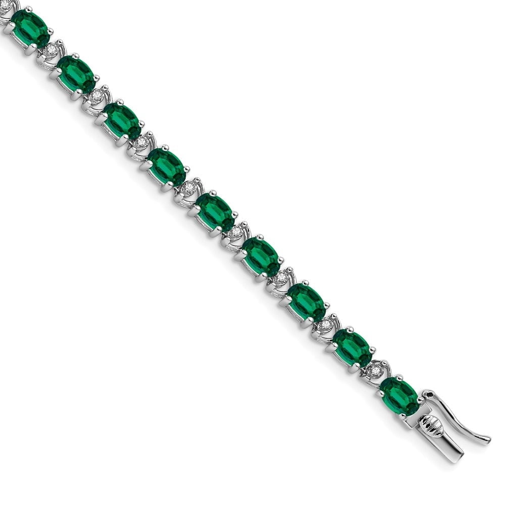 Auriga Fine Jewelry 14K White Gold Oval Created Emerald and Diamond ...