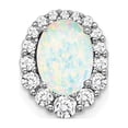 thumbnail image 1 of Auriga 14k White Gold Oval Created Opal and Diamond Halo Chain Slide Pendant for Women (L-11.4mm, W-9.3mm), 1 of 5