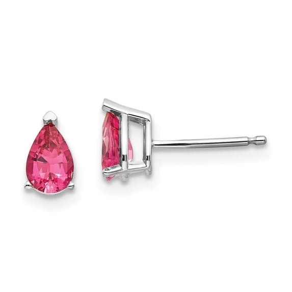 Auriga Fine Jewelry 14K White Gold Pink Spinel Stud Earrings for Women (L- 7mm, W- 4mm)