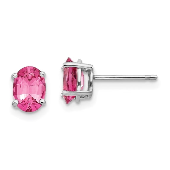 Auriga 14k White Gold Pink Spinel Stud Earrings for Women(L- 7mm, W- 5mm)