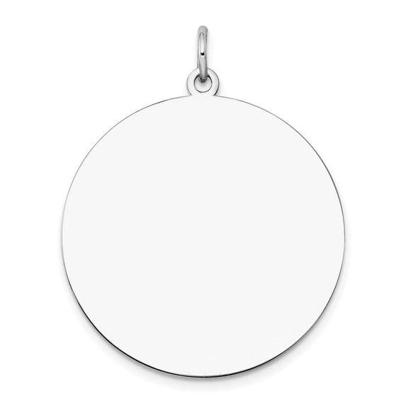 Auriga Fine Jewelry 14K White Gold Plain .027 Gauge Round Engravable Disc Charm for Women (L-29 mm, W-25 mm)