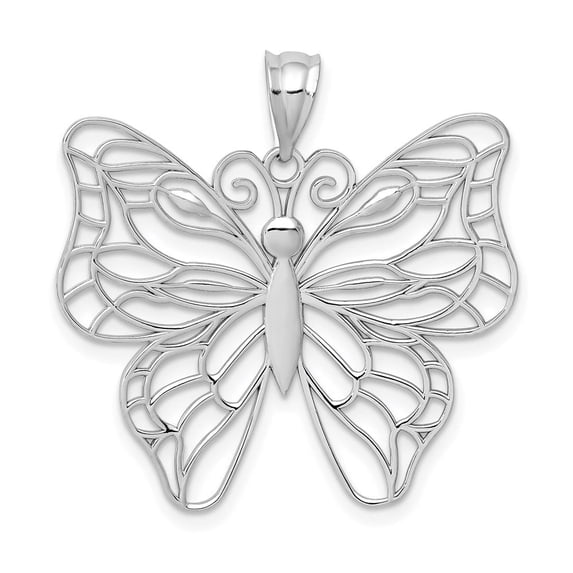 Auriga Fine Jewelry 14K White Gold Polished Large Butterfly Pendant for Women