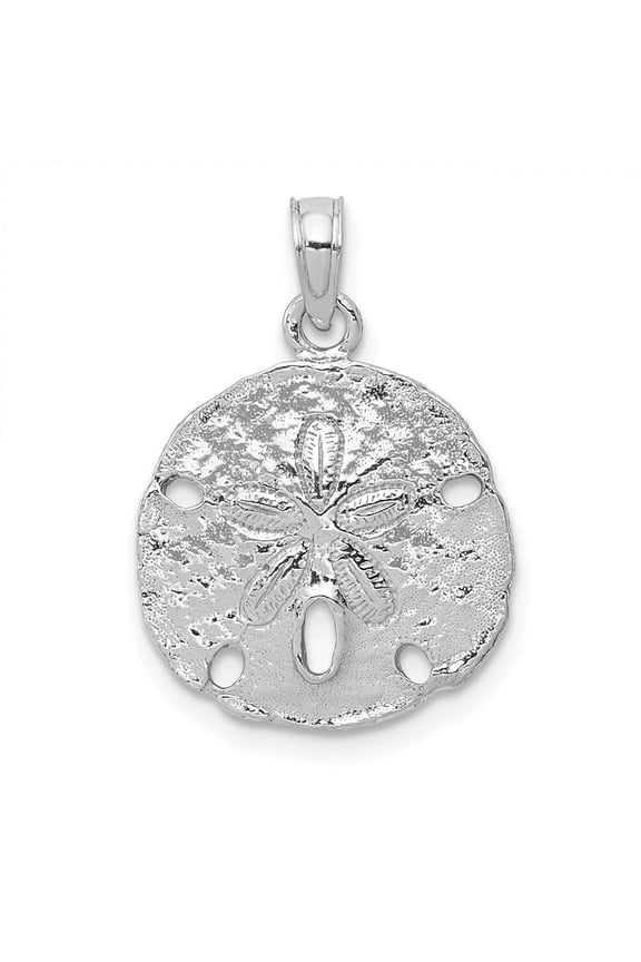 Fine Jewelry 14K White Gold Polished Sand Dollar Pendant for Women