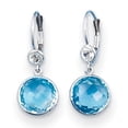 thumbnail image 1 of Auriga Fine Jewelry 14K White Gold Rhod-plated Blue White Topaz Dangle Earrings for Women (L- 1.08 inch, W- 0.44 inch), 1 of 6
