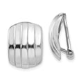 thumbnail image 1 of Auriga Fine Jewelry 14K White Gold Ribbed Non-pierced Stud Earrings for Women (L-17mm, W-12mm), 1 of 5