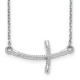 thumbnail image 1 of Auriga 14k White Gold Sideways Curved Twist Cross Necklace 19inch for Women, 1 of 4