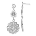 thumbnail image 1 of Auriga Fine Jewelry 14K White Gold Sunflower Style Double Drop Dangle Earrings for Women (L- 40mm, W- 17.5mm), 1 of 5