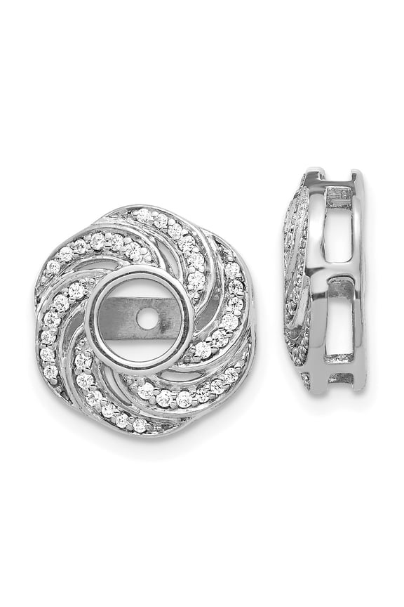 14k White Gold Swirl Diamond Jacket Earrings for Women