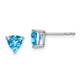 thumbnail image 1 of Auriga 14k White Gold Trillion Blue Topaz Solitaire Stud Earrings for Women, 1 of 6