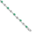 thumbnail image 1 of Auriga Fine Jewelry 14K White Gold White Sapphire and Emerald Gemstone Bracelet 7inch for Women, 1 of 6
