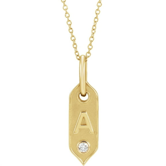 Auriga 14k Yellow Gold .05 CT Natural Diamond Initial A 16-18" Necklace for Women