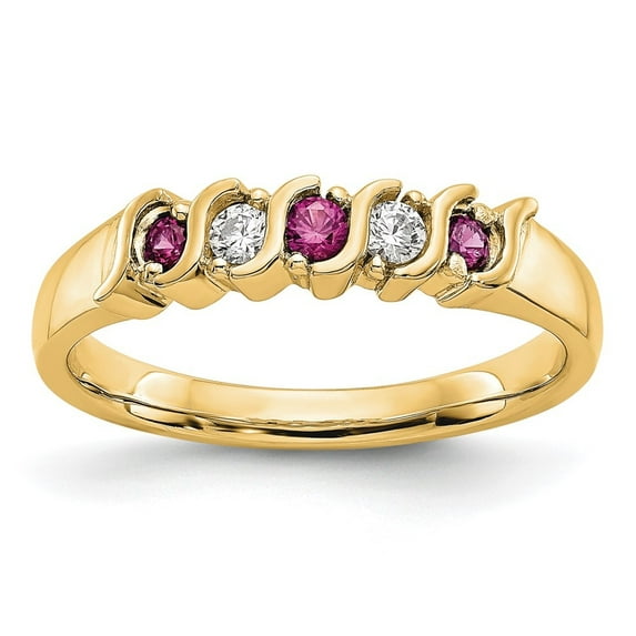 Auriga 14K Yellow Gold Diamond and Ruby Complete Band for Women Size 7
