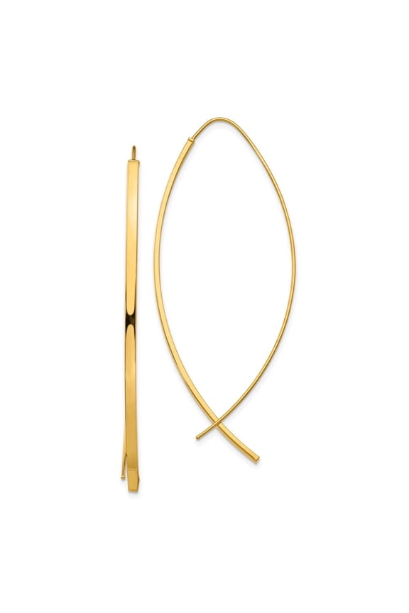 Fine Jewelry 14k Yellow Gold 1.75mm Tube Wire Threader Dangle Earrings for Women