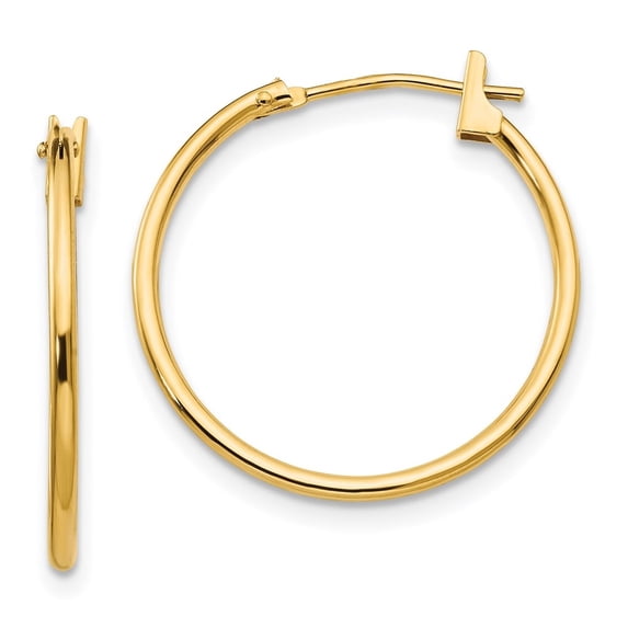 Auriga 14k Yellow Gold 1mm Hoop Earrings for Women(L-21mm, W-1mm)