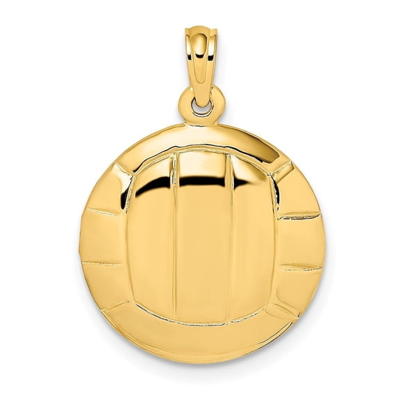 Auriga Fine Jewelry 14K Yellow Gold 2-D Polished Volleyball Charm for Women (L - 17.5 mm, W - 17.5 mm)