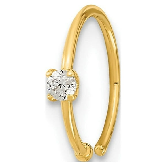 Auriga 14k Yellow Gold 20 Gauge CZ Hoop Nose Ring Body Jewelry