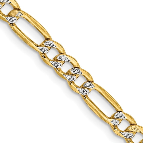 Auriga 14k Yellow Gold 3.9mm Figaro Chain Necklace 22inch for Women
