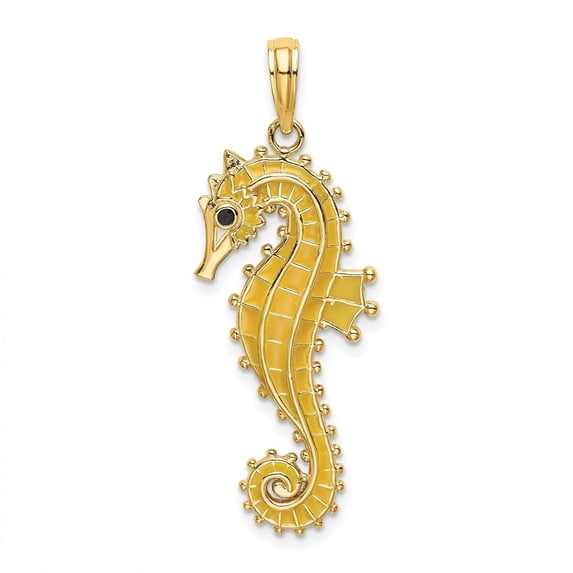 Auriga Fine Jewelry 14K Yellow Gold 3-D Enamel Seahorse Charm for Women