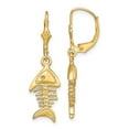 thumbnail image 1 of Auriga 14k Yellow Gold 3-D Fishbone Dangle Earrings for Women(L- 35mm, W-9.8mm), 1 of 5