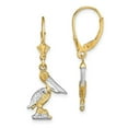 thumbnail image 1 of Auriga 14k Yellow Gold 3-D Pelican Standing Dangle Earrings for Women(L- 33.35mm, W-13.55mm), 1 of 5