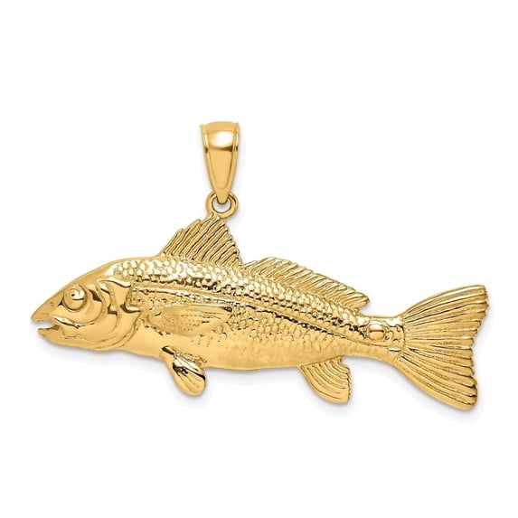 Auriga 14k Yellow Gold 3-D Red Fish Charm for Women (Length - 14.8 mm, Width - 37.25 mm)