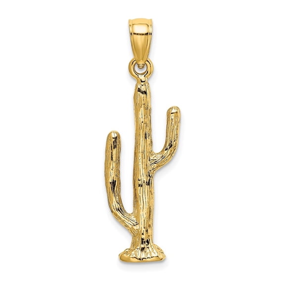Auriga 14k Yellow Gold 3-D Saguaro Cactus Charm for Women