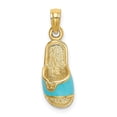 thumbnail image 1 of Auriga Fine Jewelry 14K Yellow Gold 3D W/ Aqua Enamel Summer Slipper Charm for Women, 1 of 6