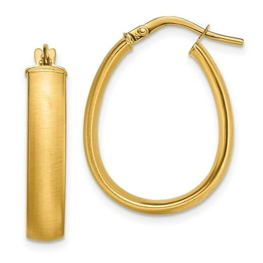 Auriga 14k Yellow Gold 4.85x18.5mm Satin Teardrop Hoop Earrings for Women