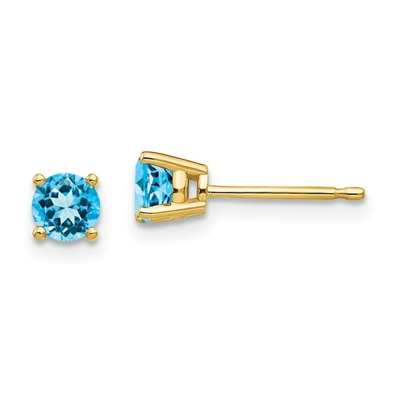 Auriga Fine Jewelry 14K Yellow Gold Blue Topaz Stud Earrings for Women (L- 0.16 inch, W- 0.16 inch)