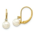 thumbnail image 1 of Auriga 14k Yellow Gold 5-6mm Pearl and 0.03ct Natural Diamond Dangle Earrings for Women(L- 15mm, W- 5mm), 1 of 5