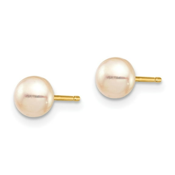 Auriga 14k Yellow Gold 5-6mm Pink Button Freshwater Cultured Pearl Stud Post Earrings for Women