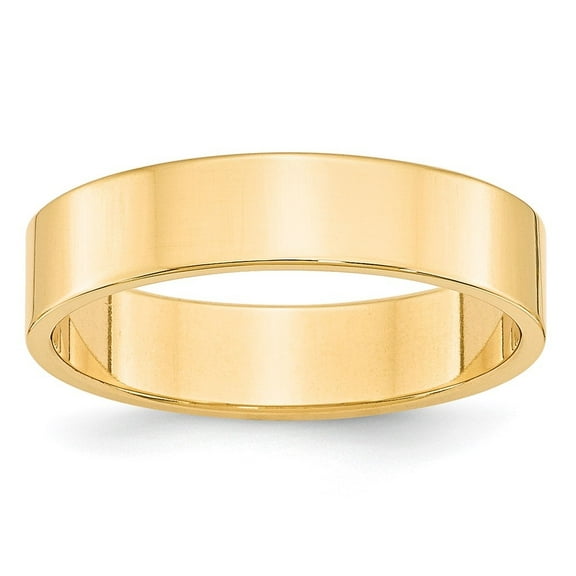 Auriga Fine Jewelry 14K Yellow Gold 5mm Lightweight Flat Wedding Band for Women Size 10
