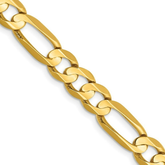 Auriga 14k Yellow Gold 6.75mm Open Figaro Chain Necklace 18inch for Women