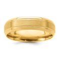 thumbnail image 1 of Auriga 14k Yellow Gold 6mm Lightweight Brushed Satin/Polished Line Edge Wedding Band for Women Size 13, 1 of 6