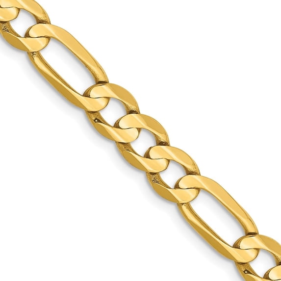 Auriga Fine Jewelry 14K Yellow Gold 6mm Open Figaro Chain Necklace 24inch for Women