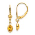 thumbnail image 1 of Auriga Fine Jewelry 14K Yellow Gold 6x4 Oval Bezel Citrine Dangle Earrings for Women(L- 23mm, W- 4mm), 1 of 6