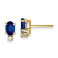 thumbnail image 1 of Auriga Fine Jewelry 14K Yellow Gold Oval Sapphire and Diamond Stud Earrings for Women (L- 0.36 inch, W- 0.16 inch), 1 of 4