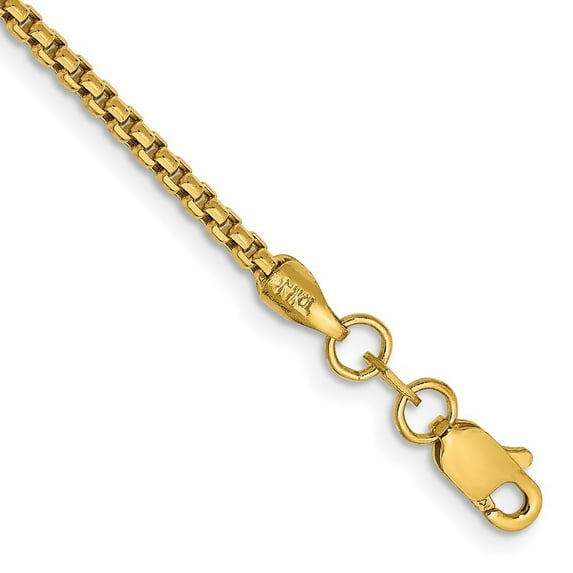 Auriga Fine Jewelry 14K Yellow Gold 7 inch 1.75mm Semi-Solid Round Box with Lobster Clasp Bracelet for Women