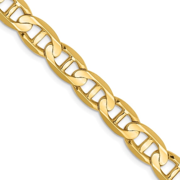 Auriga 14k Yellow Gold 7mm Anchor Chain Necklace 26 inch for Women