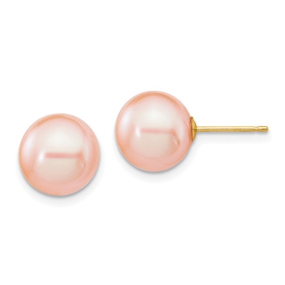 Auriga Fine Jewelry 14k Yellow Gold 9-10mm Pink Pearl Stud Earrings for Women