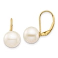 thumbnail image 1 of Auriga Fine Jewelry 14K Yellow Gold 9-10mm White Round FWC Pearl Leverback Dangle Earrings for Women, 1 of 3